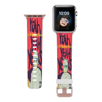 Pastele Yeah Yeah Yeahs Tell Me What Rockers To Swallow Custom Apple Watch Band Awesome Personalized Genuine Leather Strap Wrist Watch Band Replacement with Adapter Metal Clasp 38mm 40mm 42mm 44mm Watch Band Accessories