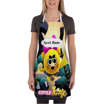 Pastele Battle Kitty Custom Personalized Name Kitchen Apron Awesome With Adjustable Strap and Big Pockets For Cooking Baking Cafe Coffee Barista Cheff Bartender