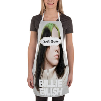 Pastele Billie Eilish Custom Personalized Name Kitchen Apron Awesome With Adjustable Strap and Big Pockets For Cooking Baking Cafe Coffee Barista Cheff Bartender