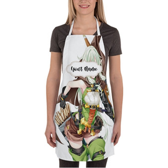 Pastele High Elf Archer Goblin Slayer Custom Personalized Name Kitchen Apron Awesome With Adjustable Strap and Big Pockets For Cooking Baking Cafe Coffee Barista Cheff Bartender