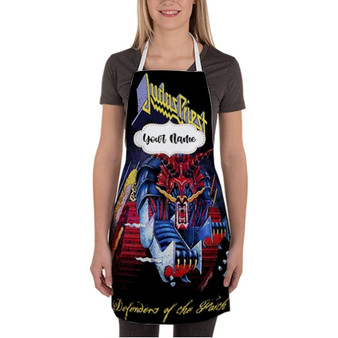 Pastele Judas Priest Defenders Of The Faith Custom Personalized Name Kitchen Apron Awesome With Adjustable Strap and Big Pockets For Cooking Baking Cafe Coffee Barista Cheff Bartender