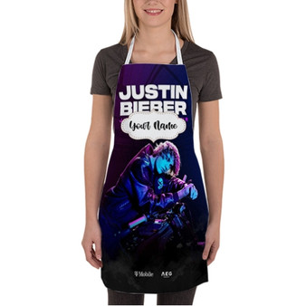 Pastele Justin Bieber Justice World Tour 2022 Custom Personalized Name Kitchen Apron Awesome With Adjustable Strap and Big Pockets For Cooking Baking Cafe Coffee Barista Cheff Bartender