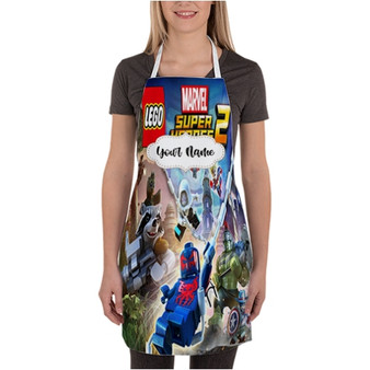 Pastele LEGO Marvel Super Heroes 2 Custom Personalized Name Kitchen Apron Awesome With Adjustable Strap and Big Pockets For Cooking Baking Cafe Coffee Barista Cheff Bartender