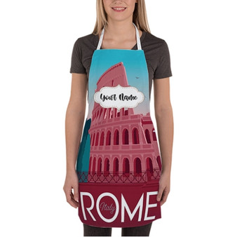 Pastele Rome Italy Custom Personalized Name Kitchen Apron Awesome With Adjustable Strap and Big Pockets For Cooking Baking Cafe Coffee Barista Cheff Bartender