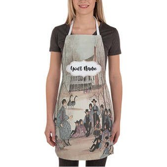 Pastele Storyteller P Buckley Moss jpeg Custom Personalized Name Kitchen Apron Awesome With Adjustable Strap and Big Pockets For Cooking Baking Cafe Coffee Barista Cheff Bartender