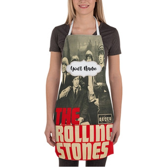 Pastele The Rolling Stones Vintage Custom Personalized Name Kitchen Apron Awesome With Adjustable Strap and Big Pockets For Cooking Baking Cafe Coffee Barista Cheff Bartender