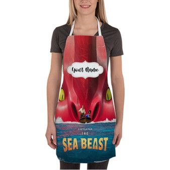 Pastele The Sea Beast Custom Personalized Name Kitchen Apron Awesome With Adjustable Strap and Big Pockets For Cooking Baking Cafe Coffee Barista Cheff Bartender
