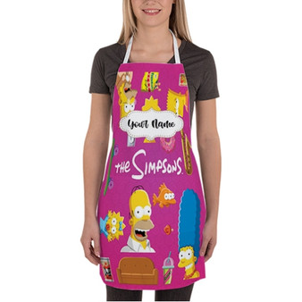 Pastele The Simpsons 2022 Custom Personalized Name Kitchen Apron Awesome With Adjustable Strap and Big Pockets For Cooking Baking Cafe Coffee Barista Cheff Bartender
