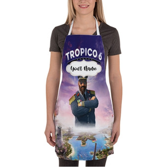 Pastele Tropico 6 Custom Personalized Name Kitchen Apron Awesome With Adjustable Strap and Big Pockets For Cooking Baking Cafe Coffee Barista Cheff Bartender
