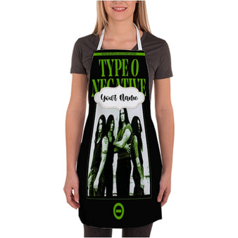 Pastele Type O Negative Band Custom Personalized Name Kitchen Apron Awesome With Adjustable Strap and Big Pockets For Cooking Baking Cafe Coffee Barista Cheff Bartender