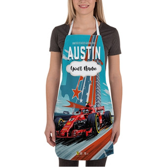 Pastele US Grand Prix Austin Custom Personalized Name Kitchen Apron Awesome With Adjustable Strap and Big Pockets For Cooking Baking Cafe Coffee Barista Cheff Bartender