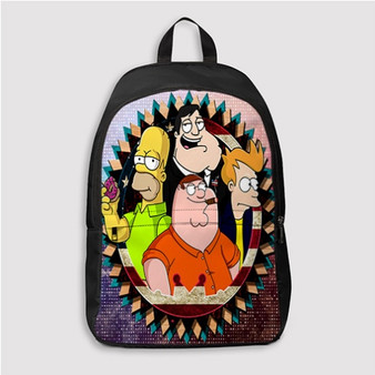 Pastele American Dad Futurama The Simpsons Family Guy Custom Backpack Personalized School Bag Travel Bag Work Bag Laptop Lunch Office Book Waterproof Unisex Fabric Backpack