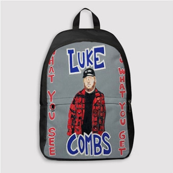 Pastele Luke Combs What You See Is What You Get Custom Backpack Personalized School Bag Travel Bag Work Bag Laptop Lunch Office Book Waterproof Unisex Fabric Backpack