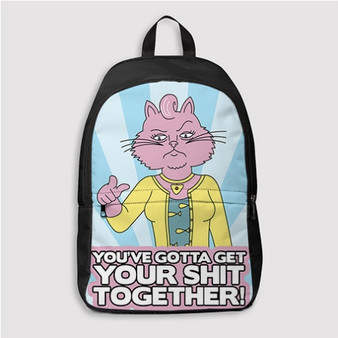 Pastele Princess Caroline Rick and Morty Get Your Shits Together Custom Backpack Personalized School Bag Travel Bag Work Bag Laptop Lunch Office Book Waterproof Unisex Fabric Backpack