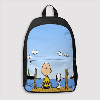 Pastele The Peanuts Snoopy and Charlie Brown Custom Backpack Personalized School Bag Travel Bag Work Bag Laptop Lunch Office Book Waterproof Unisex Fabric Backpack