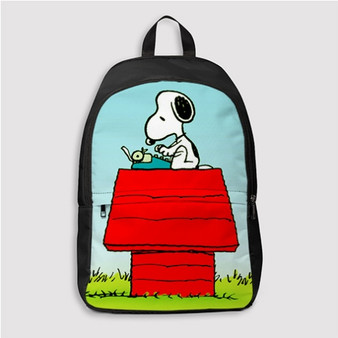 Pastele Snoopy The Peanuts Typing Custom Backpack Personalized School Bag Travel Bag Work Bag Laptop Lunch Office Book Waterproof Unisex Fabric Backpack
