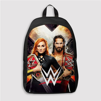 Pastele Becky Lynch Seth Rollins WWE Good Custom Backpack Personalized School Bag Travel Bag Work Bag Laptop Lunch Office Book Waterproof Unisex Fabric Backpack