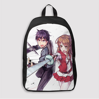Pastele Kirito and Asuna Sword Art Online Custom Backpack Personalized School Bag Travel Bag Work Bag Laptop Lunch Office Book Waterproof Unisex Fabric Backpack