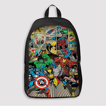 Pastele Marvel Comics Superheroes Collage Custom Backpack Personalized School Bag Travel Bag Work Bag Laptop Lunch Office Book Waterproof Unisex Fabric Backpack