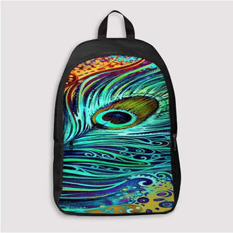 Pastele Peacock Feather Custom Backpack Personalized School Bag Travel Bag Work Bag Laptop Lunch Office Book Waterproof Unisex Fabric Backpack