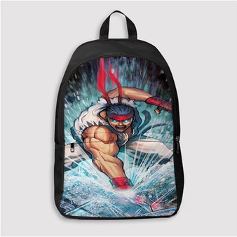 Pastele Ryu Street FIghter Custom Backpack Personalized School Bag Travel Bag Work Bag Laptop Lunch Office Book Waterproof Unisex Fabric Backpack