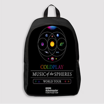 Pastele Coldplay Music of The Spheres Black Custom Backpack Awesome Personalized School Bag Travel Bag Work Bag Laptop Lunch Office Book Waterproof Unisex Fabric Backpack