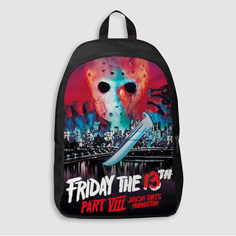 Pastele Friday the 13th Part VIII Jason Takes Manhattan Custom Backpack Awesome Personalized School Bag Travel Bag Work Bag Laptop Lunch Office Book Waterproof Unisex Fabric Backpack