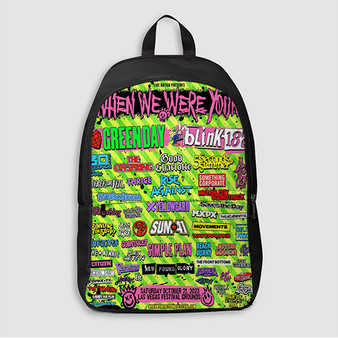 Pastele Green Day Blink 182 2023 Tour Custom Backpack Awesome Personalized School Bag Travel Bag Work Bag Laptop Lunch Office Book Waterproof Unisex Fabric Backpack