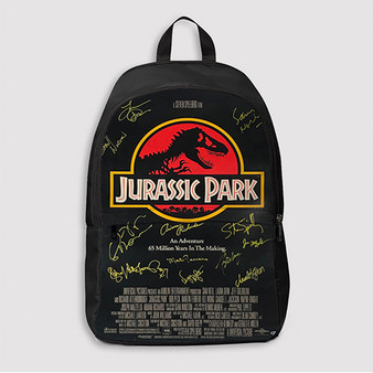 Pastele Jurassic Park Poster Signed By Cast jpeg Custom Backpack Awesome Personalized School Bag Travel Bag Work Bag Laptop Lunch Office Book Waterproof Unisex Fabric Backpack