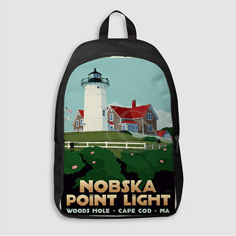 Pastele Nobska Point Light Custom Backpack Awesome Personalized School Bag Travel Bag Work Bag Laptop Lunch Office Book Waterproof Unisex Fabric Backpack