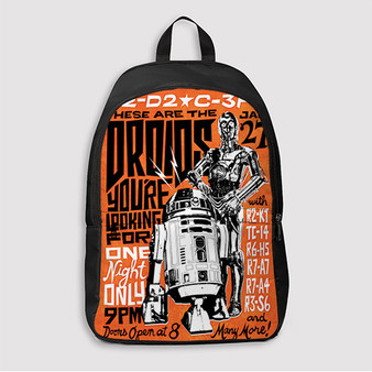 Pastele R2 D2 C3 PO Vintage Poster Custom Backpack Awesome Personalized School Bag Travel Bag Work Bag Laptop Lunch Office Book Waterproof Unisex Fabric Backpack