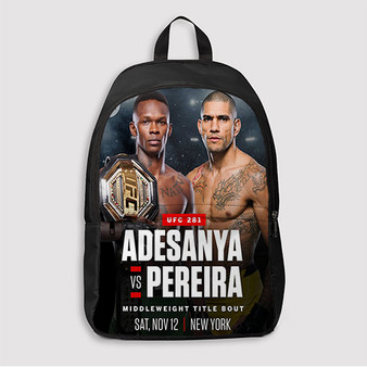 Pastele UFC 281 Adesanya vs Pereira 2 Custom Backpack Awesome Personalized School Bag Travel Bag Work Bag Laptop Lunch Office Book Waterproof Unisex Fabric Backpack