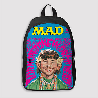 Pastele Alfred E Neuman Turn On Tune In Drop Dead Custom Backpack Awesome Personalized School Bag Travel Bag Work Bag Laptop Lunch Office Book Waterproof Unisex Fabric Backpack