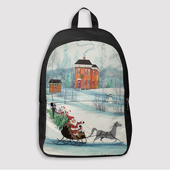 Pastele Christmas On The Farm P Buckley Moss jpeg Custom Backpack Awesome Personalized School Bag Travel Bag Work Bag Laptop Lunch Office Book Waterproof Unisex Fabric Backpack