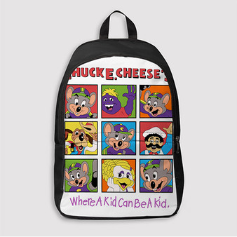 Pastele Chuck E Cheese Collage Custom Backpack Awesome Personalized School Bag Travel Bag Work Bag Laptop Lunch Office Book Waterproof Unisex Fabric Backpack