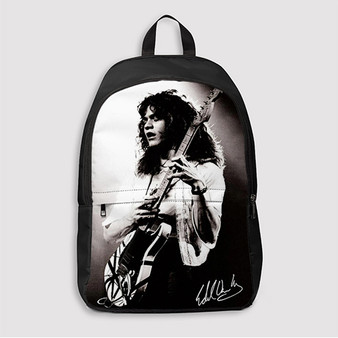 Pastele Eddie Van Halen Signed Custom Backpack Awesome Personalized School Bag Travel Bag Work Bag Laptop Lunch Office Book Waterproof Unisex Fabric Backpack