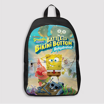 Pastele Sponge Bob Square Pants Battle for Bikini Bottom Rehydrated Custom Backpack Awesome Personalized School Bag Travel Bag Work Bag Laptop Lunch Office Book Waterproof Unisex Fabric Backpack