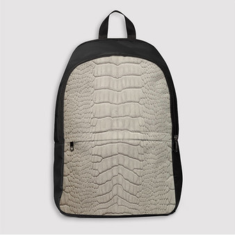 Pastele White Alligator Skin Custom Backpack Awesome Personalized School Bag Travel Bag Work Bag Laptop Lunch Office Book Waterproof Unisex Fabric Backpack