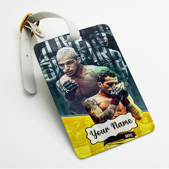 Pastele Charles Oliveira UFC Custom Luggage Tags Personalized Name PU Leather Luggage Tag With Strap Awesome Baggage Hanging Suitcase Bag Tags Name ID Labels Travel Bag Accessories