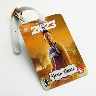 Pastele Devin Booker NBA 2k23 Custom Luggage Tags Personalized Name PU Leather Luggage Tag With Strap Awesome Baggage Hanging Suitcase Bag Tags Name ID Labels Travel Bag Accessories