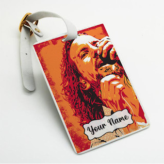 Pastele Eddie Vedder Pearl Jam Custom Luggage Tags Personalized Name PU Leather Luggage Tag With Strap Awesome Baggage Hanging Suitcase Bag Tags Name ID Labels Travel Bag Accessories