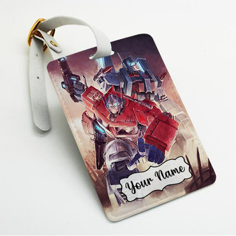 Pastele G1 Transformers Custom Luggage Tags Personalized Name PU Leather Luggage Tag With Strap Awesome Baggage Hanging Suitcase Bag Tags Name ID Labels Travel Bag Accessories