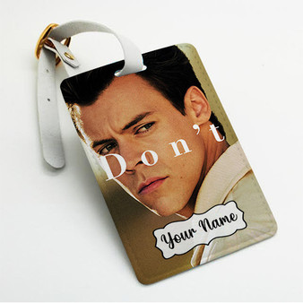Pastele Harry Styles Dont Worry Darling Custom Luggage Tags Personalized Name PU Leather Luggage Tag With Strap Awesome Baggage Hanging Suitcase Bag Tags Name ID Labels Travel Bag Accessories