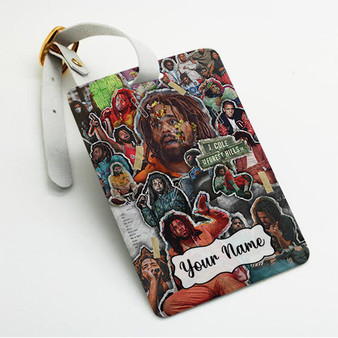 Pastele J Cole Collage Custom Luggage Tags Personalized Name PU Leather Luggage Tag With Strap Awesome Baggage Hanging Suitcase Bag Tags Name ID Labels Travel Bag Accessories