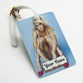 Pastele Jessica Simpson Signed Custom Luggage Tags Personalized Name PU Leather Luggage Tag With Strap Awesome Baggage Hanging Suitcase Bag Tags Name ID Labels Travel Bag Accessories