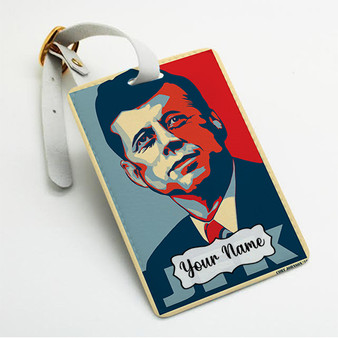 Pastele John F Kennedy JFK Custom Luggage Tags Personalized Name PU Leather Luggage Tag With Strap Awesome Baggage Hanging Suitcase Bag Tags Name ID Labels Travel Bag Accessories