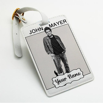 Pastele John Mayer Custom Luggage Tags Personalized Name PU Leather Luggage Tag With Strap Awesome Baggage Hanging Suitcase Bag Tags Name ID Labels Travel Bag Accessories