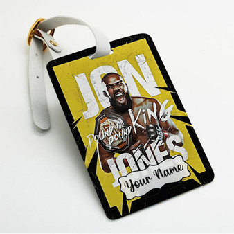 Pastele Jon Jones UFC Custom Luggage Tags Personalized Name PU Leather Luggage Tag With Strap Awesome Baggage Hanging Suitcase Bag Tags Name ID Labels Travel Bag Accessories