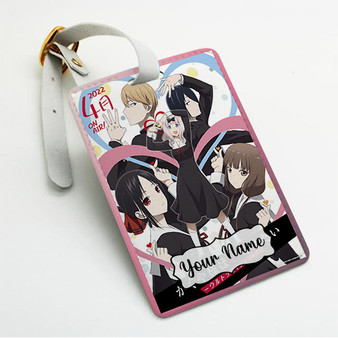 Pastele Kaguya sama wa Kokurasetai Ultra Romantic Custom Luggage Tags Personalized Name PU Leather Luggage Tag With Strap Awesome Baggage Hanging Suitcase Bag Tags Name ID Labels Travel Bag Accessories