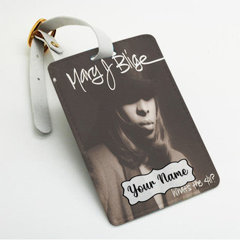 Pastele Mary J Blige Whats The 411 Custom Luggage Tags Personalized Name PU Leather Luggage Tag With Strap Awesome Baggage Hanging Suitcase Bag Tags Name ID Labels Travel Bag Accessories